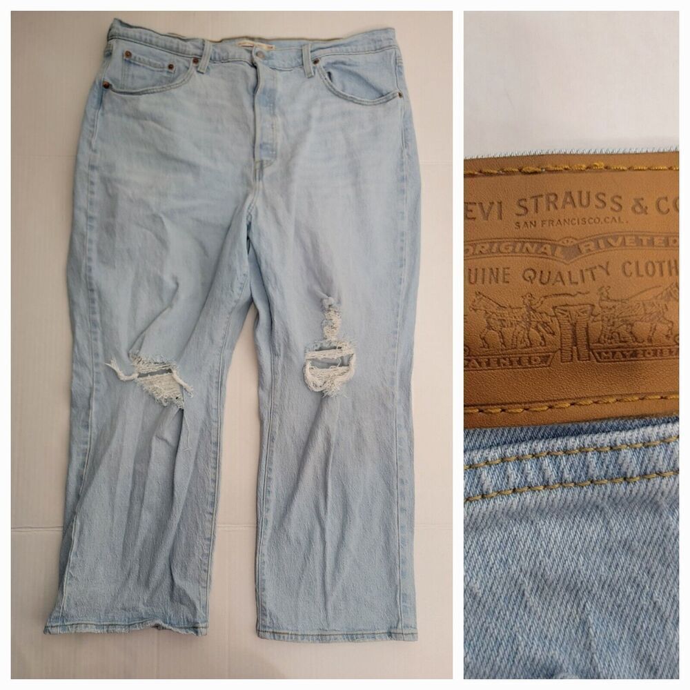 Levi's Premium Jeans Womens 18W Ribcage Straight Ankle Button Fly Stretch Big E